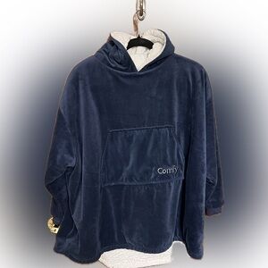 The COMFY Original Wearable Blue Hoodie Blanket One Size Warm Sherpa Microfiber
